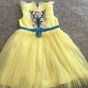 Beautiful tulle and sequins yellow dress little girl size 8